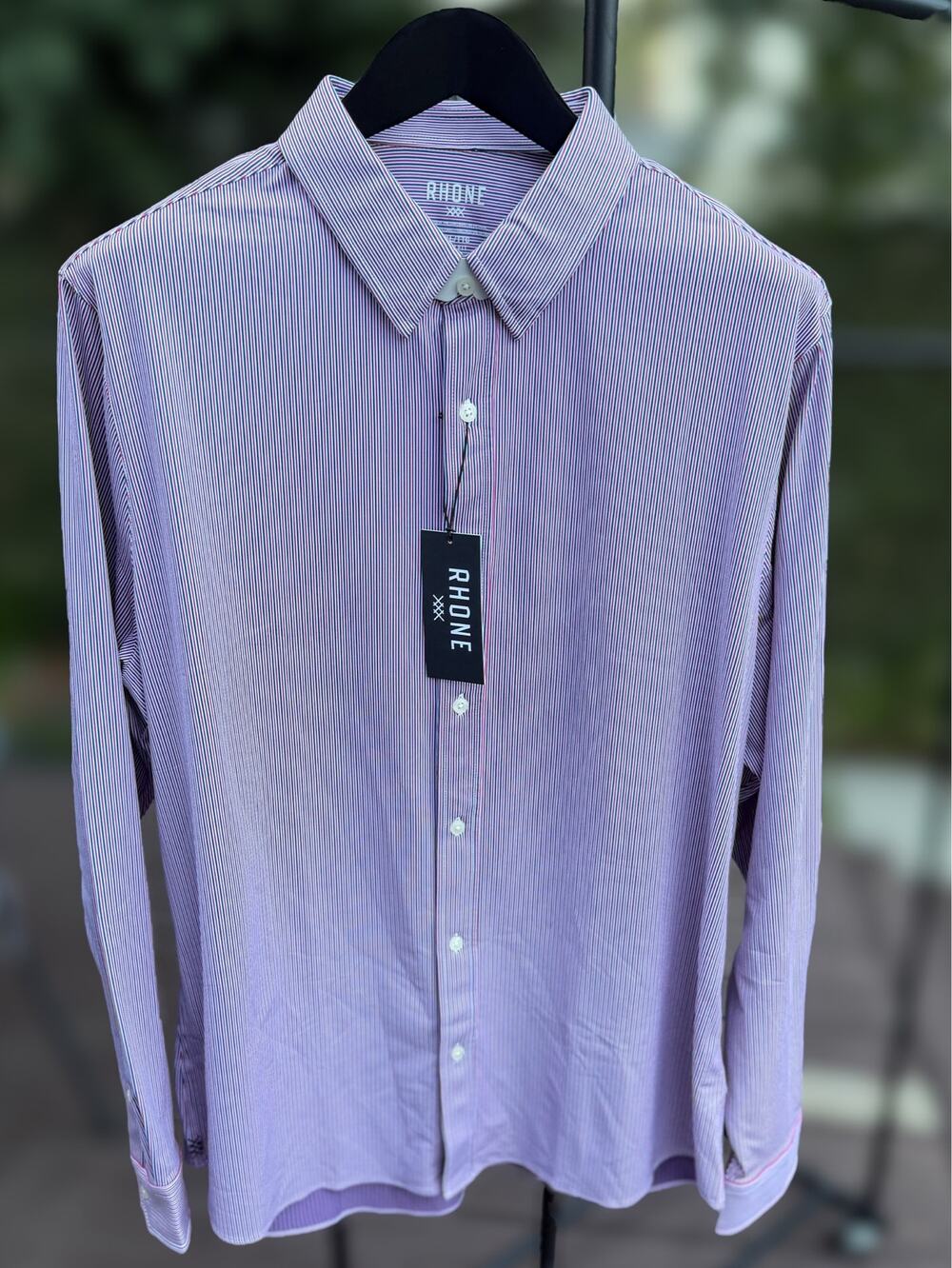 Rhone Commuter Shirt XXL NWT Slim Fit Italian Stretch Fuchsia Stripe Button Up